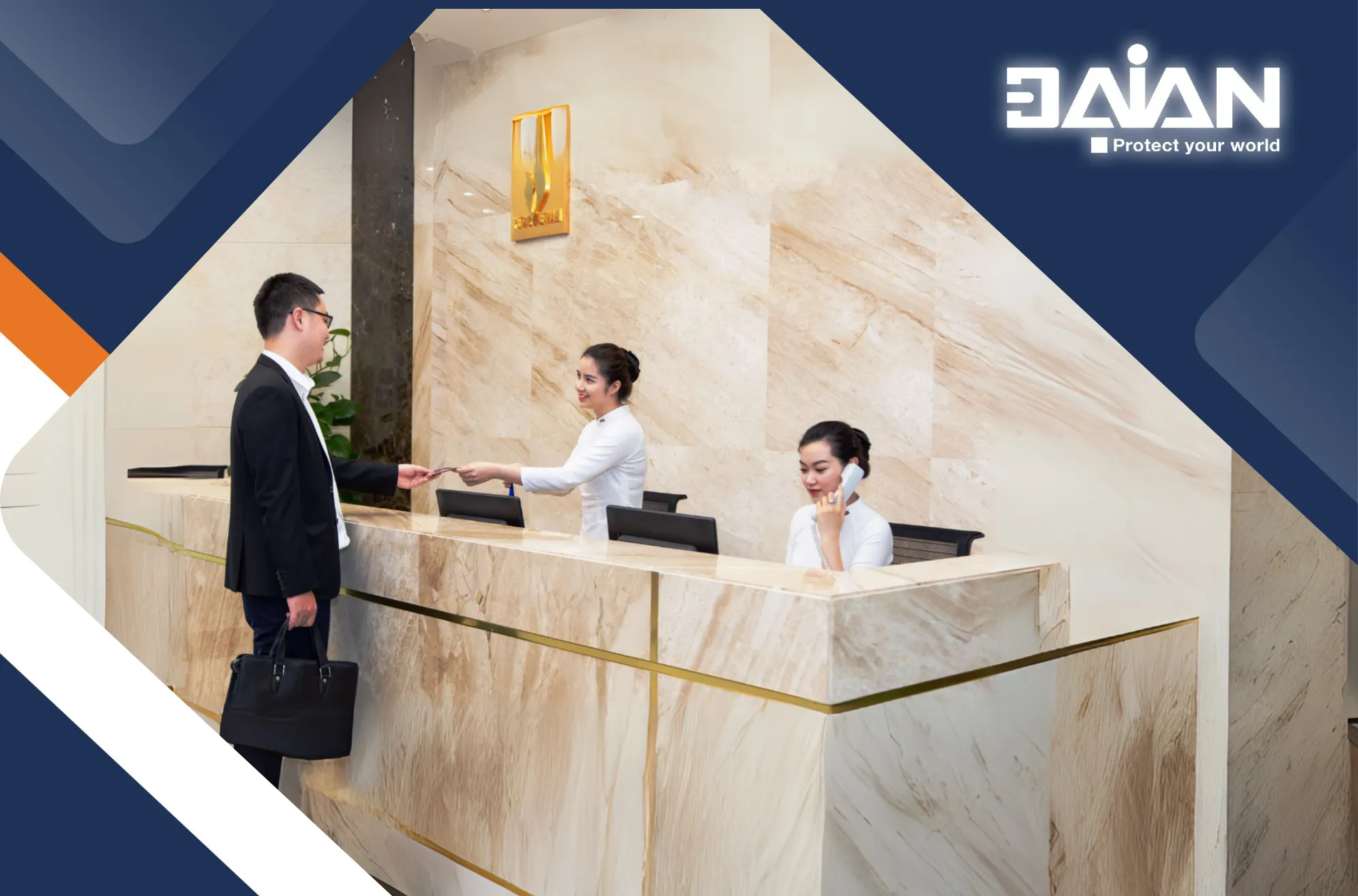 Receptionist, cleaning staff